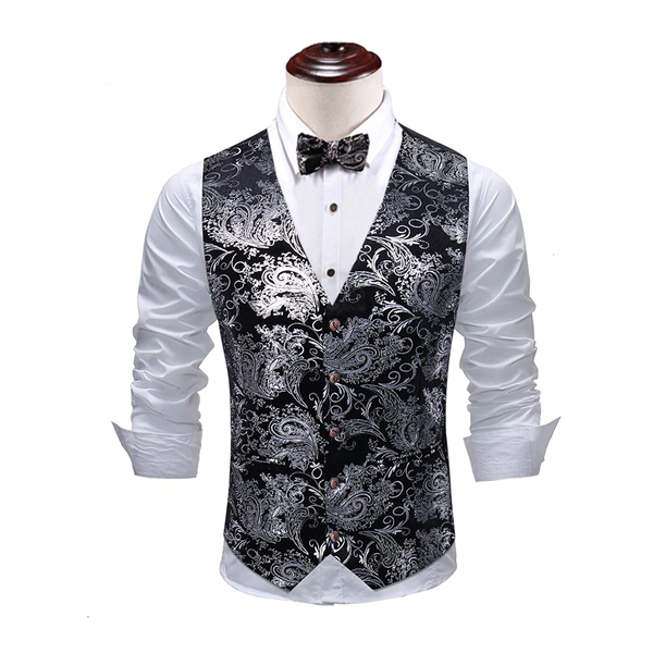 Men's Metallic Printed Vest Black Vest sweetearing black3XL Tuxedos, Formalwear, Wedding suits, Business suits, Slim-fit suits, Classic suits, Black-tie attire, Dinner jackets, Prom suits
