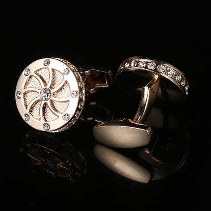 Wheel-shaped Diamond Rose Gold Cufflinks for Men Cufflink sweetearing  Tuxedos, Formalwear, Wedding suits, Business suits, Slim-fit suits, Classic suits, Black-tie attire, Dinner jackets, Prom suits