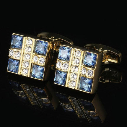 Blue Crystal Shirt Gold Cufflinks Cufflink sweetearing GoldBlue Tuxedos, Formalwear, Wedding suits, Business suits, Slim-fit suits, Classic suits, Black-tie attire, Dinner jackets, Prom suits