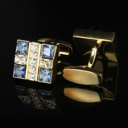 Blue Crystal Shirt Gold Cufflinks Cufflink sweetearing  Tuxedos, Formalwear, Wedding suits, Business suits, Slim-fit suits, Classic suits, Black-tie attire, Dinner jackets, Prom suits