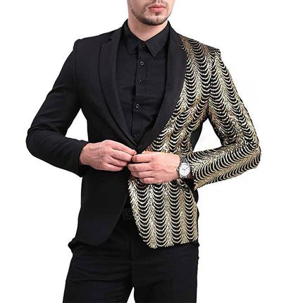Men's Ripple Embroidery Sequin Blazer Sequin Jackets sweetearing  Tuxedos, Formalwear, Wedding suits, Business suits, Slim-fit suits, Classic suits, Black-tie attire, Dinner jackets, Prom suits
