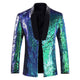 Men's Reversible Two-Tone Sequins Shawl Collar Tuxedo 7 Color blazer sweetearing BlueGreenL Tuxedos, Formalwear, Wedding suits, Business suits, Slim-fit suits, Classic suits, Black-tie attire, Dinner jackets, Prom suits
