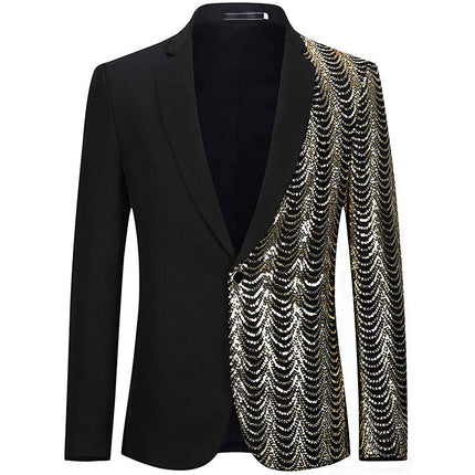 Men's Ripple Embroidery Sequin Blazer Sequin Jackets sweetearing GoldBlack46R Tuxedos, Formalwear, Wedding suits, Business suits, Slim-fit suits, Classic suits, Black-tie attire, Dinner jackets, Prom suits