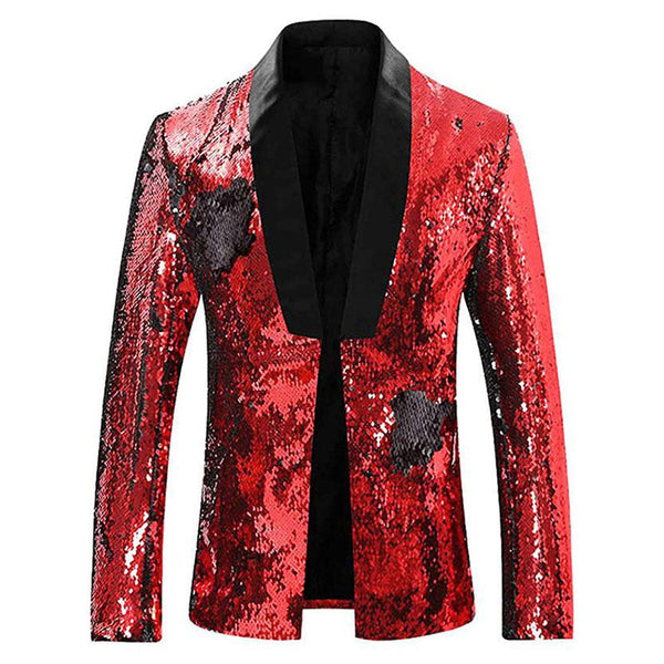 Men's Reversible Two-Tone Sequins Shawl Collar Tuxedo 7 Color blazer sweetearing RedBlack3XL Tuxedos, Formalwear, Wedding suits, Business suits, Slim-fit suits, Classic suits, Black-tie attire, Dinner jackets, Prom suits