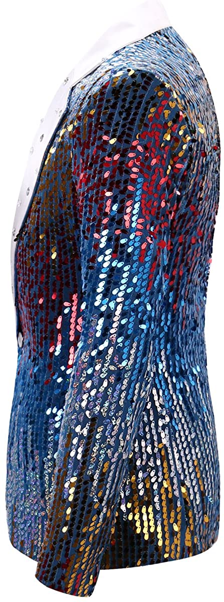 Men's Gradient Sequin Stage Dinner Jacket Blue Sequin Jackets sweetearing  Tuxedos, Formalwear, Wedding suits, Business suits, Slim-fit suits, Classic suits, Black-tie attire, Dinner jackets, Prom suits