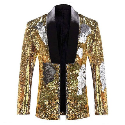 Men's Reversible Two-Tone Sequins Shawl Collar Tuxedo 7 Color blazer sweetearing GoldSilver3XL Tuxedos, Formalwear, Wedding suits, Business suits, Slim-fit suits, Classic suits, Black-tie attire, Dinner jackets, Prom suits