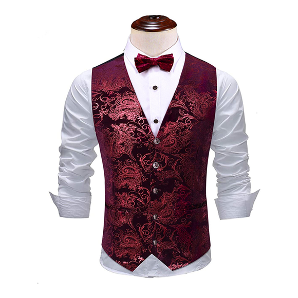 Men's Metallic Printed Vest Red Vest sweetearing red3XL Tuxedos, Formalwear, Wedding suits, Business suits, Slim-fit suits, Classic suits, Black-tie attire, Dinner jackets, Prom suits