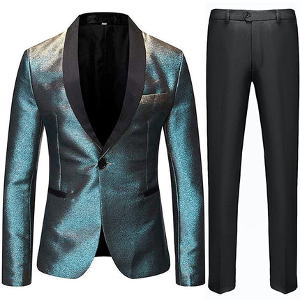 Men's Glitter Style Shawl Collar Tuxedo 5 Color Tuxedo sweetearing Cyan46R Tuxedos, Formalwear, Wedding suits, Business suits, Slim-fit suits, Classic suits, Black-tie attire, Dinner jackets, Prom suits