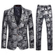 Men's Metallic Floral Print Tuxedo 2-Piece Suits 4 Color Tuxedo sweetearing Silver3XL Tuxedos, Formalwear, Wedding suits, Business suits, Slim-fit suits, Classic suits, Black-tie attire, Dinner jackets, Prom suits