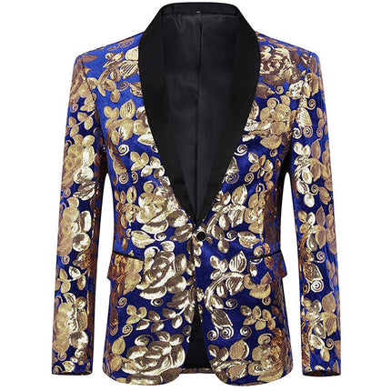 Men's Luxury Velvet Gold Embroidered Tuxedo 4 Color Tuxedo sweetearing GoldBlue4XL Tuxedos, Formalwear, Wedding suits, Business suits, Slim-fit suits, Classic suits, Black-tie attire, Dinner jackets, Prom suits
