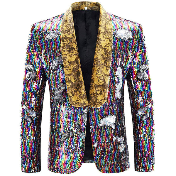 Men's Rainbow Laser Sequin Stage Jacket Sequin Jackets sweetearing Rainbow44Rshort Tuxedos, Formalwear, Wedding suits, Business suits, Slim-fit suits, Classic suits, Black-tie attire, Dinner jackets, Prom suits