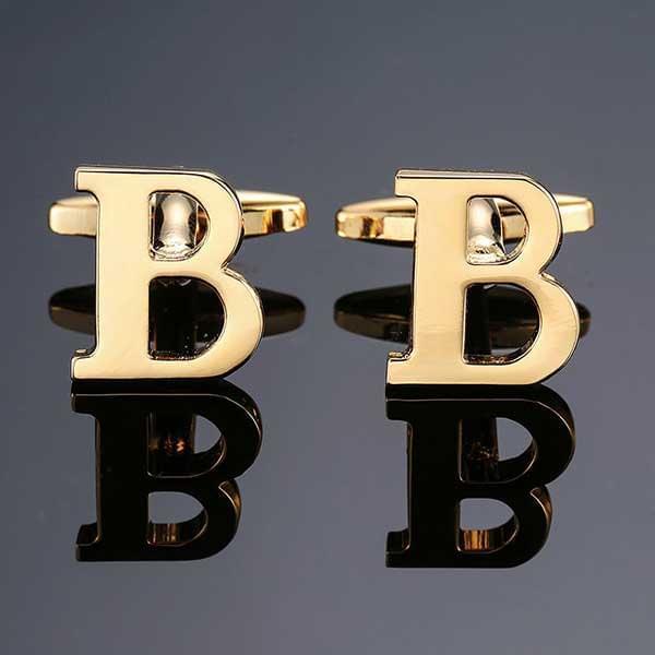 26 Dimensional Letter Style Cufflinks Gold Cufflink sweetearing B Tuxedos, Formalwear, Wedding suits, Business suits, Slim-fit suits, Classic suits, Black-tie attire, Dinner jackets, Prom suits