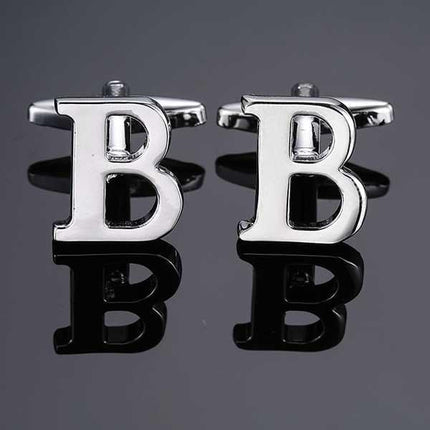 26 Dimensional Letter Style Cufflinks Silver Cufflink sweetearing B Tuxedos, Formalwear, Wedding suits, Business suits, Slim-fit suits, Classic suits, Black-tie attire, Dinner jackets, Prom suits