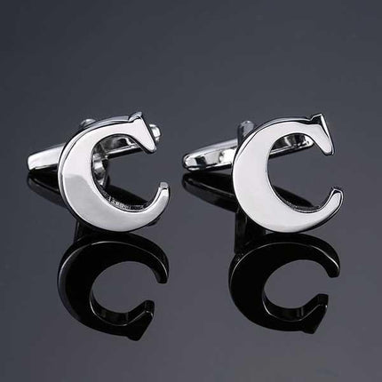 26 Dimensional Letter Style Cufflinks Silver Cufflink sweetearing C Tuxedos, Formalwear, Wedding suits, Business suits, Slim-fit suits, Classic suits, Black-tie attire, Dinner jackets, Prom suits