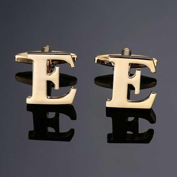 26 Dimensional Letter Style Cufflinks Gold Cufflink sweetearing E Tuxedos, Formalwear, Wedding suits, Business suits, Slim-fit suits, Classic suits, Black-tie attire, Dinner jackets, Prom suits