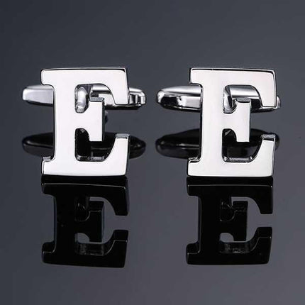 26 Dimensional Letter Style Cufflinks Silver Cufflink sweetearing E Tuxedos, Formalwear, Wedding suits, Business suits, Slim-fit suits, Classic suits, Black-tie attire, Dinner jackets, Prom suits