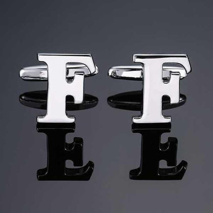 26 Dimensional Letter Style Cufflinks Silver Cufflink sweetearing F Tuxedos, Formalwear, Wedding suits, Business suits, Slim-fit suits, Classic suits, Black-tie attire, Dinner jackets, Prom suits