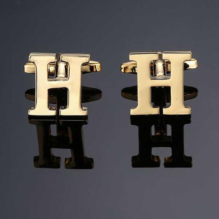26 Dimensional Letter Style Cufflinks Gold Cufflink sweetearing H Tuxedos, Formalwear, Wedding suits, Business suits, Slim-fit suits, Classic suits, Black-tie attire, Dinner jackets, Prom suits