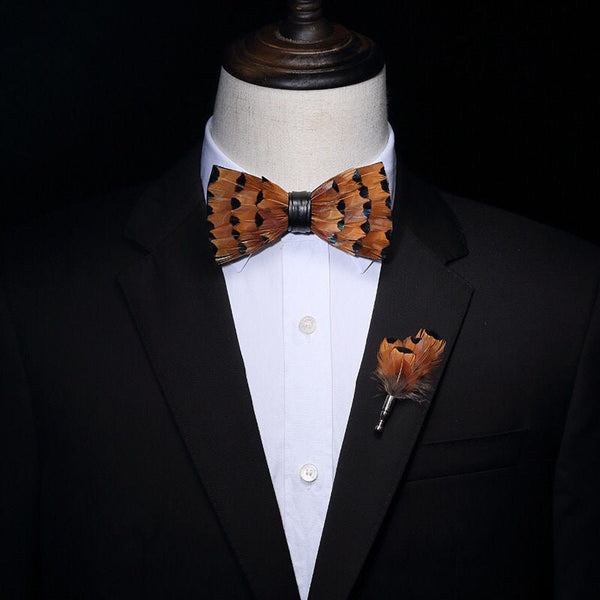 Handmade Natural Feather Bow Tie Red and Tan 2 Style Tie sweetearing  Tuxedos, Formalwear, Wedding suits, Business suits, Slim-fit suits, Classic suits, Black-tie attire, Dinner jackets, Prom suits