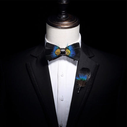 Handmade Natural Feather Bow Tie Blue and Green 2 Style Tie sweetearing  Tuxedos, Formalwear, Wedding suits, Business suits, Slim-fit suits, Classic suits, Black-tie attire, Dinner jackets, Prom suits