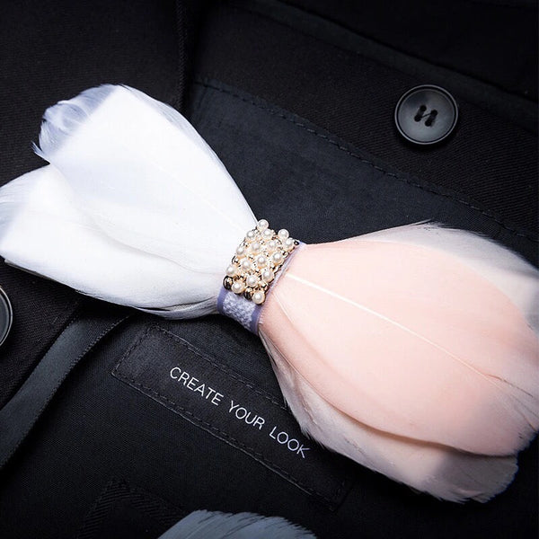 Handmade Natural Feather Bow Tie White and Pink 3 Style Tie sweetearing  Tuxedos, Formalwear, Wedding suits, Business suits, Slim-fit suits, Classic suits, Black-tie attire, Dinner jackets, Prom suits