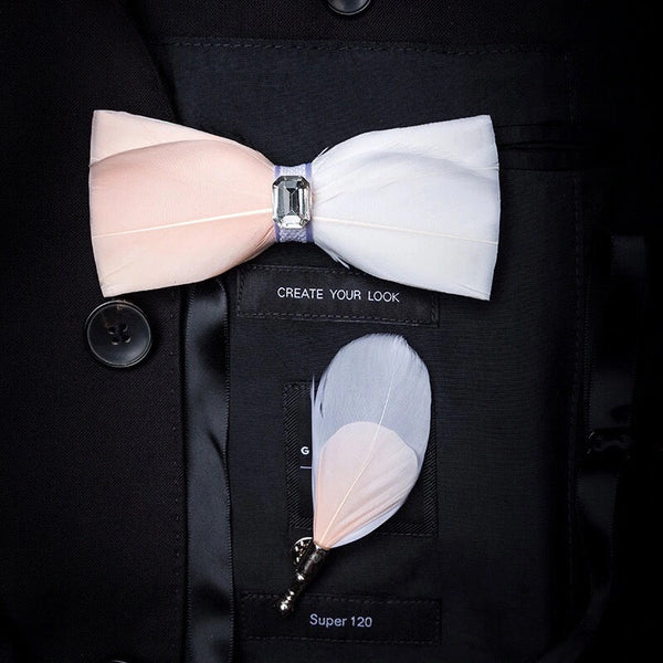 Handmade Natural Feather Bow Tie White and Pink 3 Style Tie sweetearing PinkB Tuxedos, Formalwear, Wedding suits, Business suits, Slim-fit suits, Classic suits, Black-tie attire, Dinner jackets, Prom suits