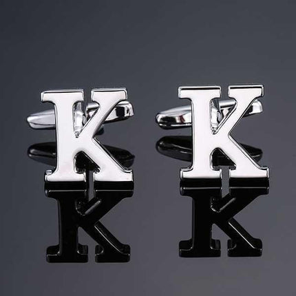 26 Dimensional Letter Style Cufflinks Silver Cufflink sweetearing K Tuxedos, Formalwear, Wedding suits, Business suits, Slim-fit suits, Classic suits, Black-tie attire, Dinner jackets, Prom suits