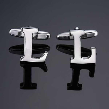 26 Dimensional Letter Style Cufflinks Silver Cufflink sweetearing L Tuxedos, Formalwear, Wedding suits, Business suits, Slim-fit suits, Classic suits, Black-tie attire, Dinner jackets, Prom suits