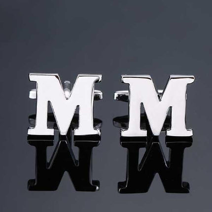 26 Dimensional Letter Style Cufflinks Silver Cufflink sweetearing M Tuxedos, Formalwear, Wedding suits, Business suits, Slim-fit suits, Classic suits, Black-tie attire, Dinner jackets, Prom suits