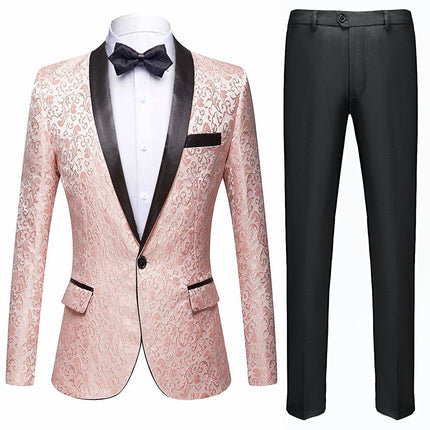 Men's Slim Fit Floral Jacquard 3D Relief Embroidery Single Blazers 5 Color Tuxedo sweetearing  Tuxedos, Formalwear, Wedding suits, Business suits, Slim-fit suits, Classic suits, Black-tie attire, Dinner jackets, Prom suits