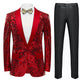 Men's Floral Tuxedo Jacket Embroidery Sequin 3 Color Tuxedo sweetearing Red48R Tuxedos, Formalwear, Wedding suits, Business suits, Slim-fit suits, Classic suits, Black-tie attire, Dinner jackets, Prom suits