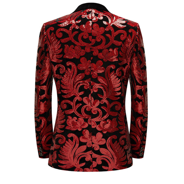 Men's Fashion Floral Tuxedo Velvet Sequin Jacket Red Tuxedo sweetearing  Tuxedos, Formalwear, Wedding suits, Business suits, Slim-fit suits, Classic suits, Black-tie attire, Dinner jackets, Prom suits