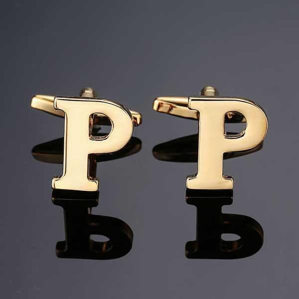 26 Dimensional Letter Style Cufflinks Gold Cufflink sweetearing P Tuxedos, Formalwear, Wedding suits, Business suits, Slim-fit suits, Classic suits, Black-tie attire, Dinner jackets, Prom suits