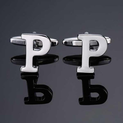 26 Dimensional Letter Style Cufflinks Silver Cufflink sweetearing P Tuxedos, Formalwear, Wedding suits, Business suits, Slim-fit suits, Classic suits, Black-tie attire, Dinner jackets, Prom suits