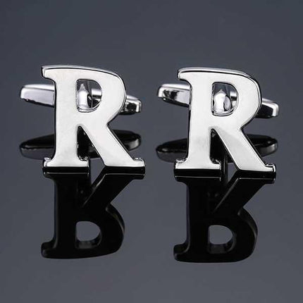 26 Dimensional Letter Style Cufflinks Silver Cufflink sweetearing R Tuxedos, Formalwear, Wedding suits, Business suits, Slim-fit suits, Classic suits, Black-tie attire, Dinner jackets, Prom suits