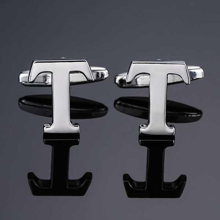 26 Dimensional Letter Style Cufflinks Silver Cufflink sweetearing T Tuxedos, Formalwear, Wedding suits, Business suits, Slim-fit suits, Classic suits, Black-tie attire, Dinner jackets, Prom suits