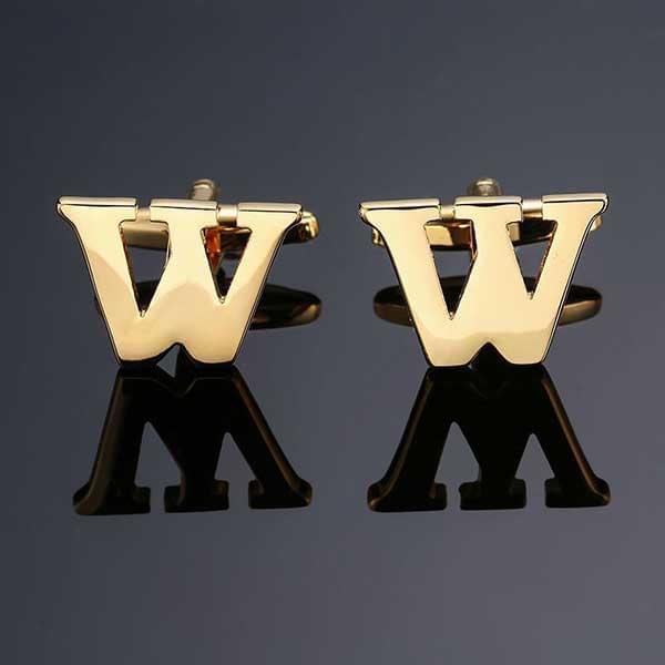 26 Dimensional Letter Style Cufflinks Gold Cufflink sweetearing W Tuxedos, Formalwear, Wedding suits, Business suits, Slim-fit suits, Classic suits, Black-tie attire, Dinner jackets, Prom suits