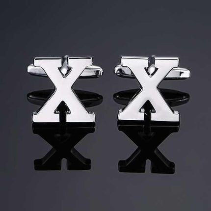 26 Dimensional Letter Style Cufflinks Silver Cufflink sweetearing X Tuxedos, Formalwear, Wedding suits, Business suits, Slim-fit suits, Classic suits, Black-tie attire, Dinner jackets, Prom suits