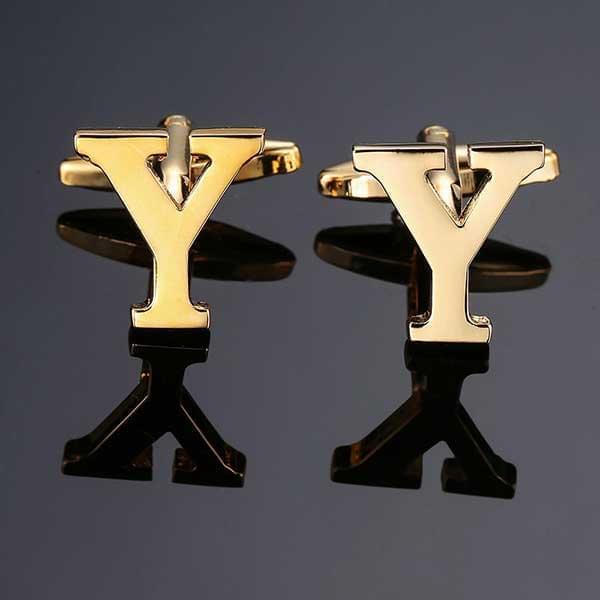 26 Dimensional Letter Style Cufflinks Gold Cufflink sweetearing Y Tuxedos, Formalwear, Wedding suits, Business suits, Slim-fit suits, Classic suits, Black-tie attire, Dinner jackets, Prom suits