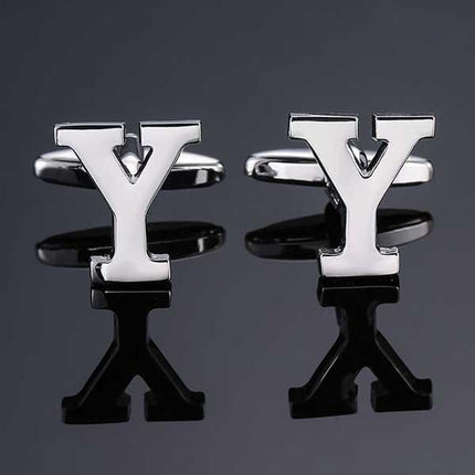 26 Dimensional Letter Style Cufflinks Silver Cufflink sweetearing Y Tuxedos, Formalwear, Wedding suits, Business suits, Slim-fit suits, Classic suits, Black-tie attire, Dinner jackets, Prom suits