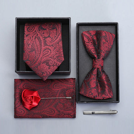 Men's High Quality Paisley Accessories 6-piece set 5 color Tie sweetearing Burgundy Tuxedos, Formalwear, Wedding suits, Business suits, Slim-fit suits, Classic suits, Black-tie attire, Dinner jackets, Prom suits