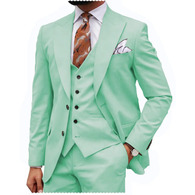 Formal Men's 3-Piece Regular Fit Peak Lapel Flat Men's Wedding Suit (Blazer + Vest + Pants) 3 pieces sweetearing 5XLMintGreen Tuxedos, Formalwear, Wedding suits, Business suits, Slim-fit suits, Classic suits, Black-tie attire, Dinner jackets, Prom suits